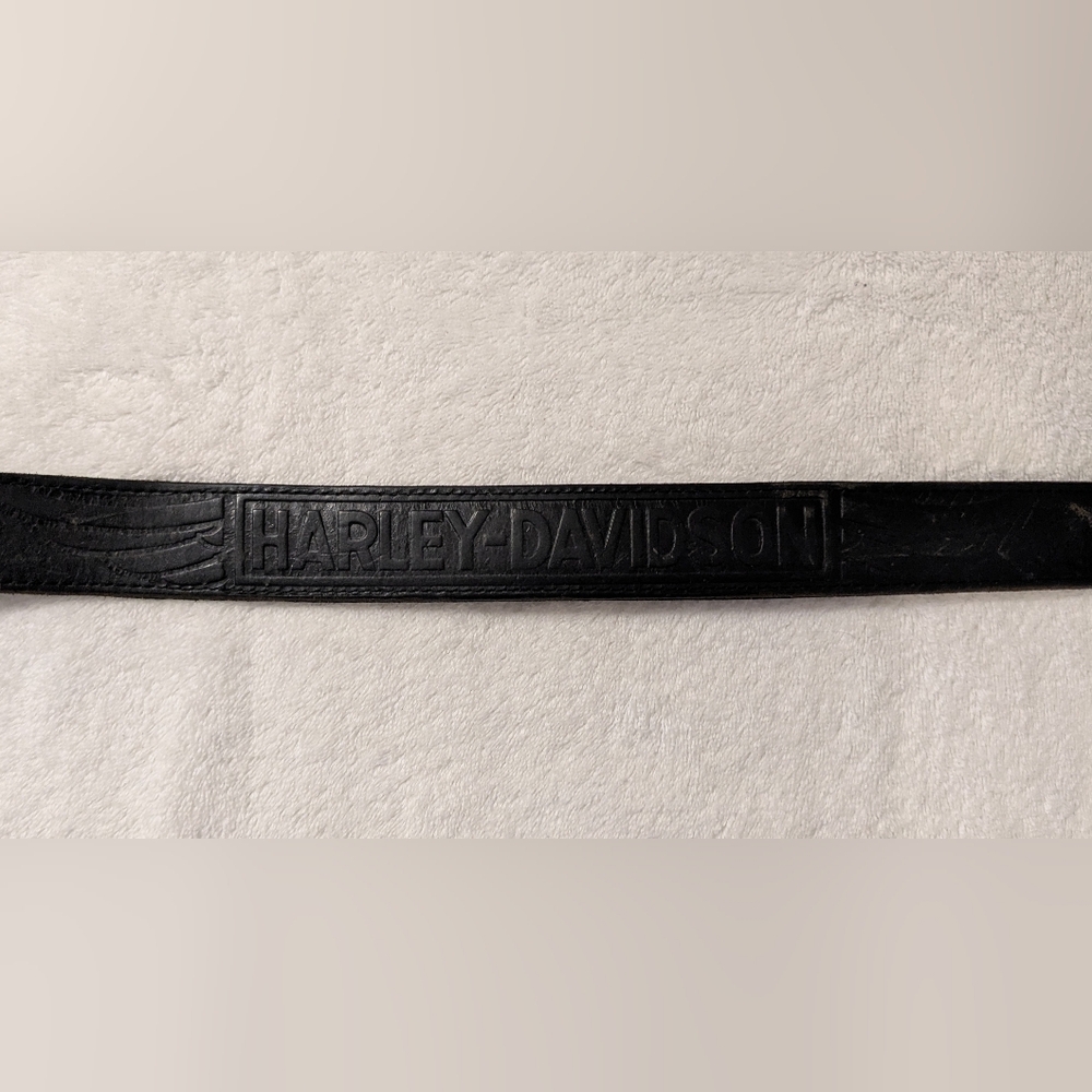 Harley-Davidson Tooled Black Leather Embossed Logo Interior Pocket Men's Belt 40